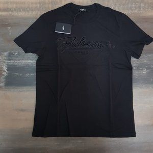 Balmain Black T-Shirt With Velvet Logo Printed